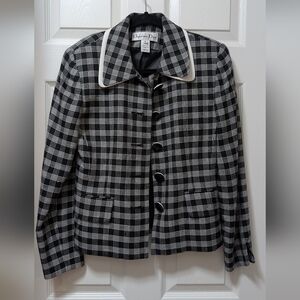 Christian Dior vintage plaid black and white check blazer size 4
